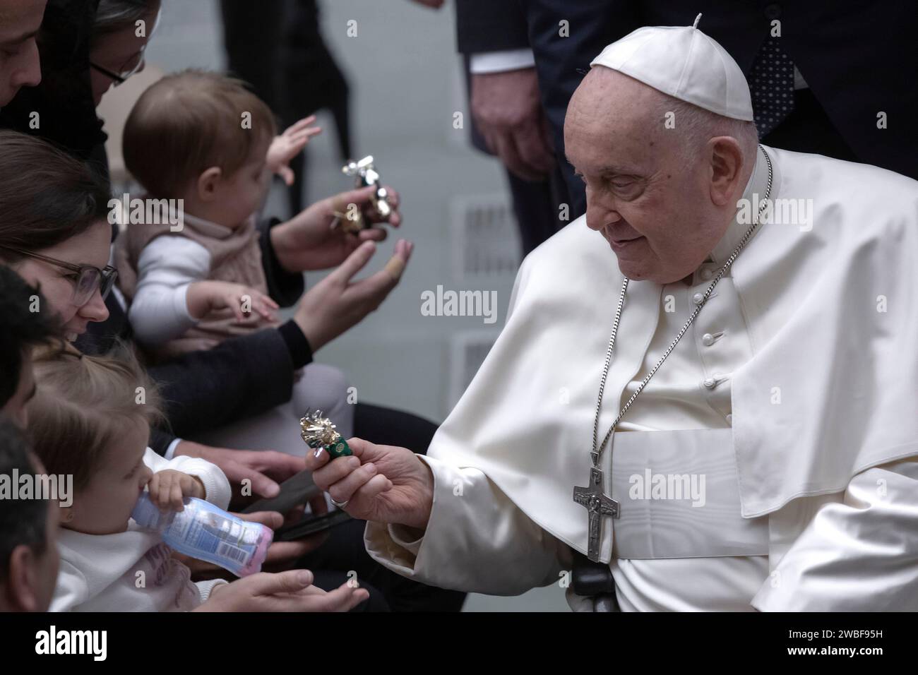 Vatican City, Vatican, 10 January, 2024. Pope Francis during his weekly