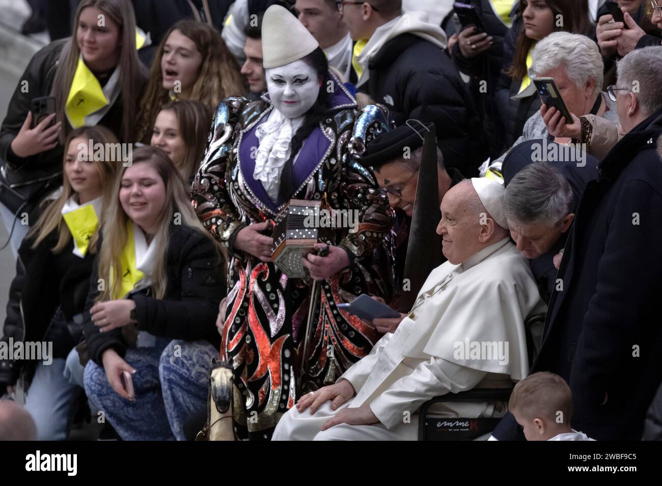 Vatican City, Vatican, 10 January, 2024. Pope Francis during his weekly