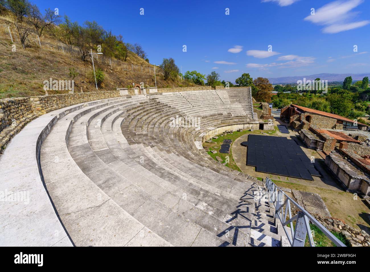 View of the theater ruins in the ancient roman city Heraclea Lyncestis