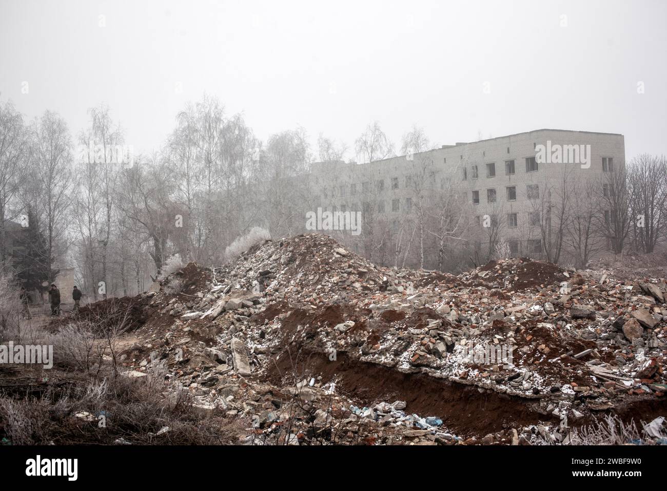 Destroyed houses, Avdiivka, Donbas, Ukraine Stock Photo