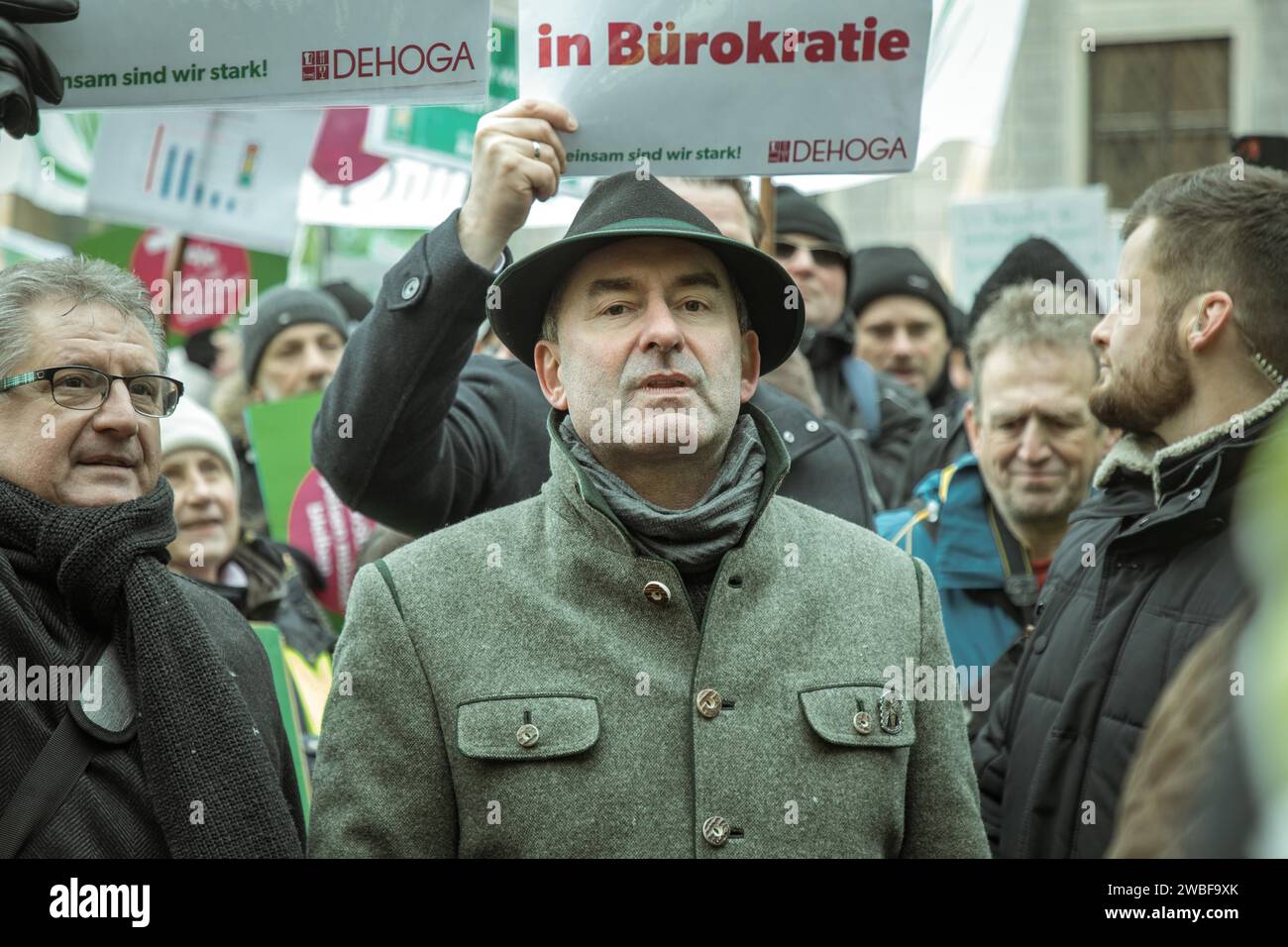 Vice President and Minister of Economic Affairs Hubert Aiwanger at the rally, farmers' protest
