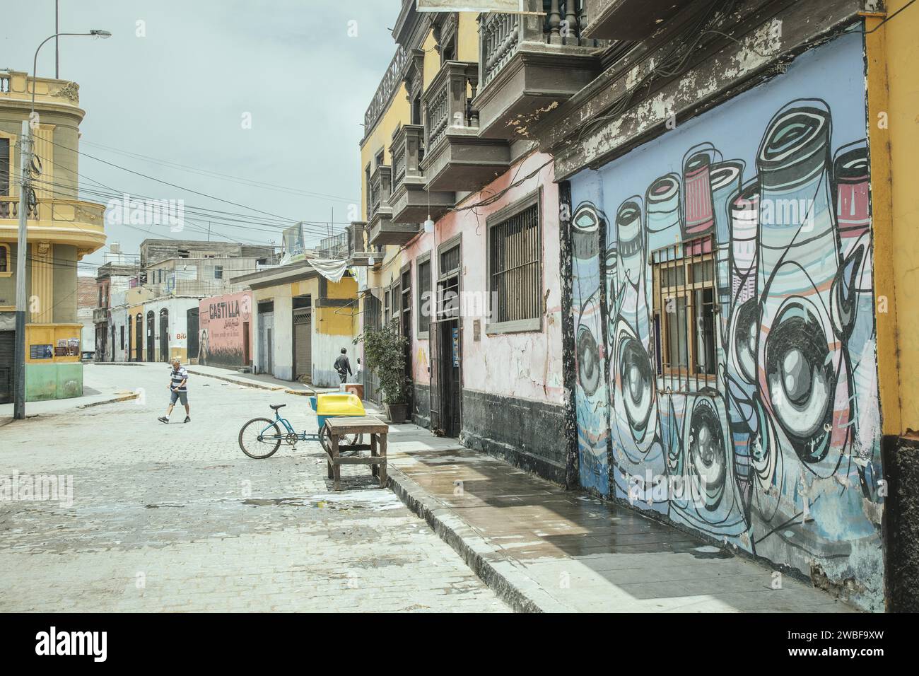 Old town alley, Callao, Peru Stock Photo