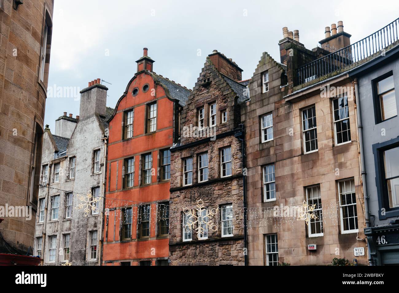 Edinburgh, UK - December 2023: Victoria Street during Christmas time Stock Photo