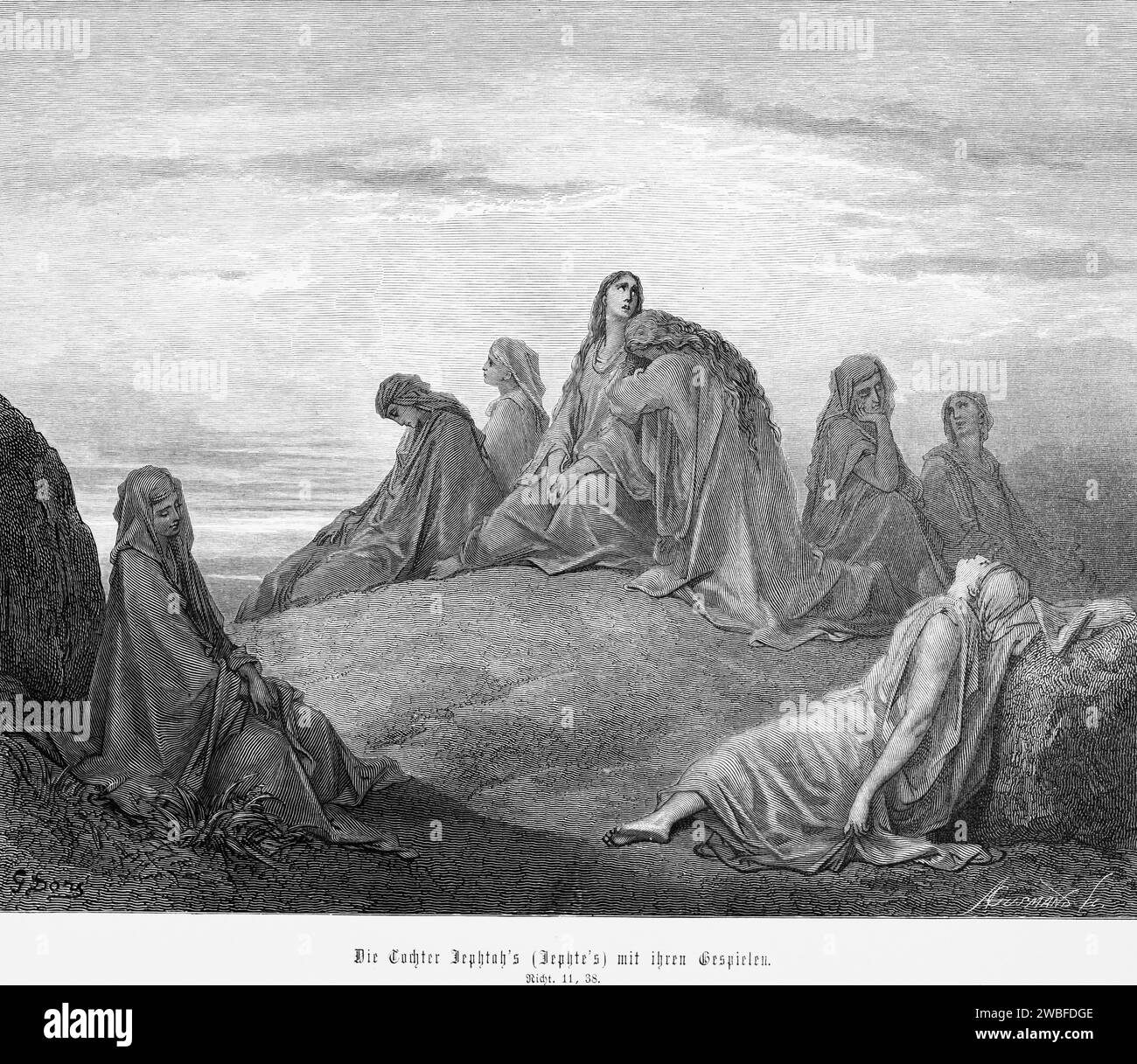 Yefta The daughter of Jephta with her playmates, Book of Judges, chapter 11 ...