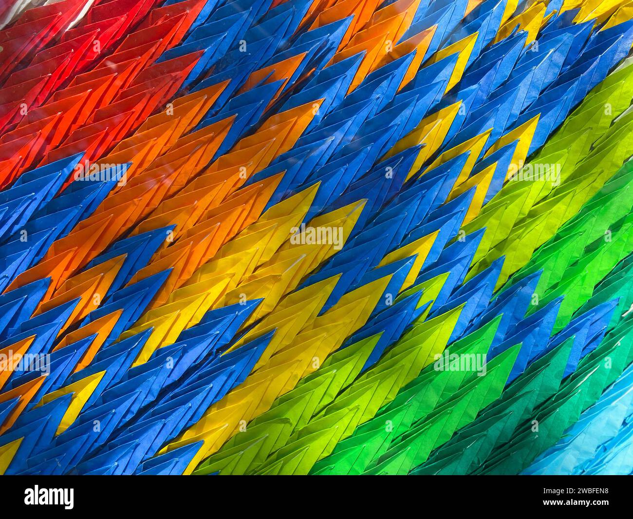 Paper cranes in the Peace Memorial Park, Hiroshima, Japan Stock Photo