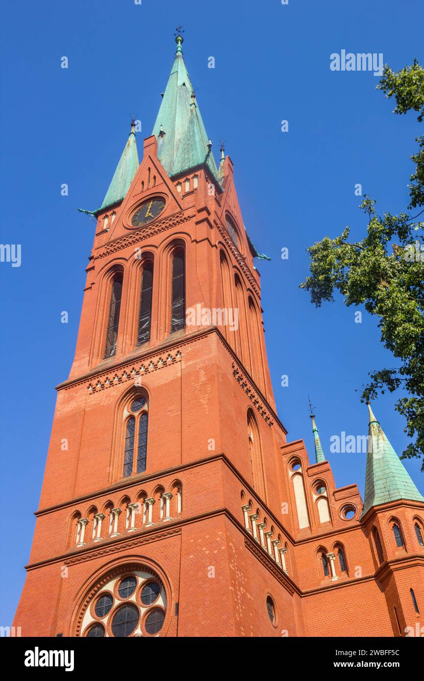 Tower of the historic St. Jacobs church in Torun, Poland Stock Photo