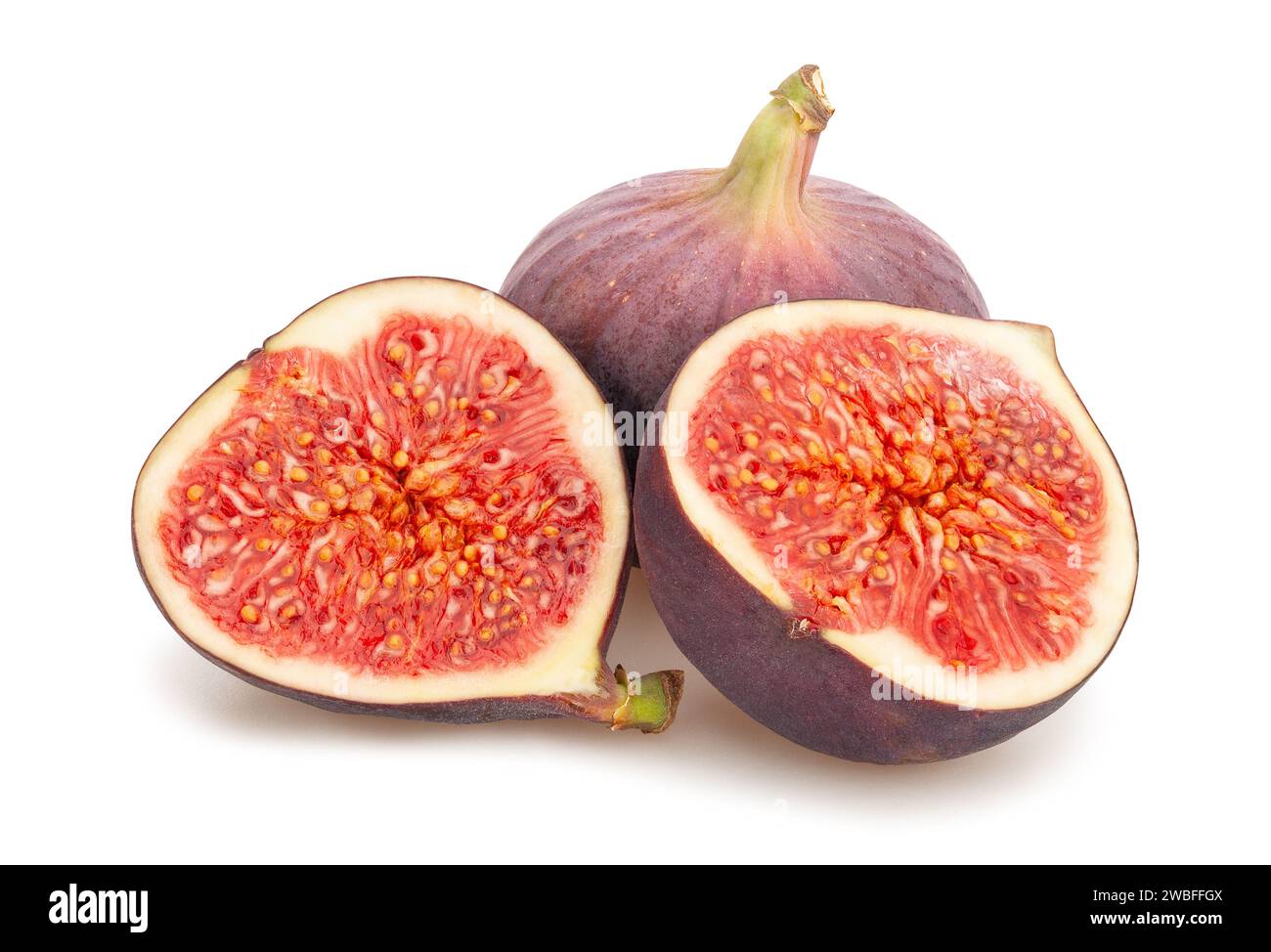sliced figs path isolated on white Stock Photo