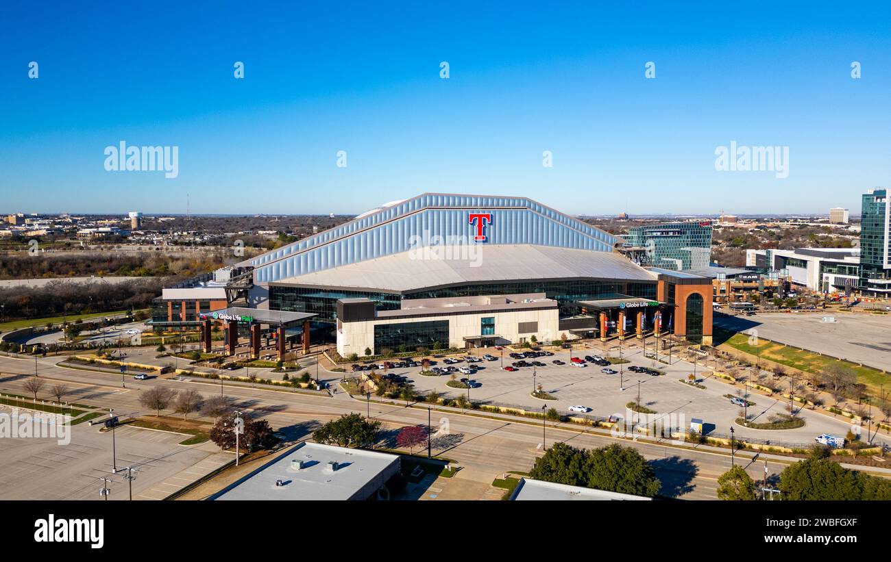 Arlington, TX - December 29, 2023: Globe Life Field is home to Major League Baseball's Texas Rangers Stock Photo