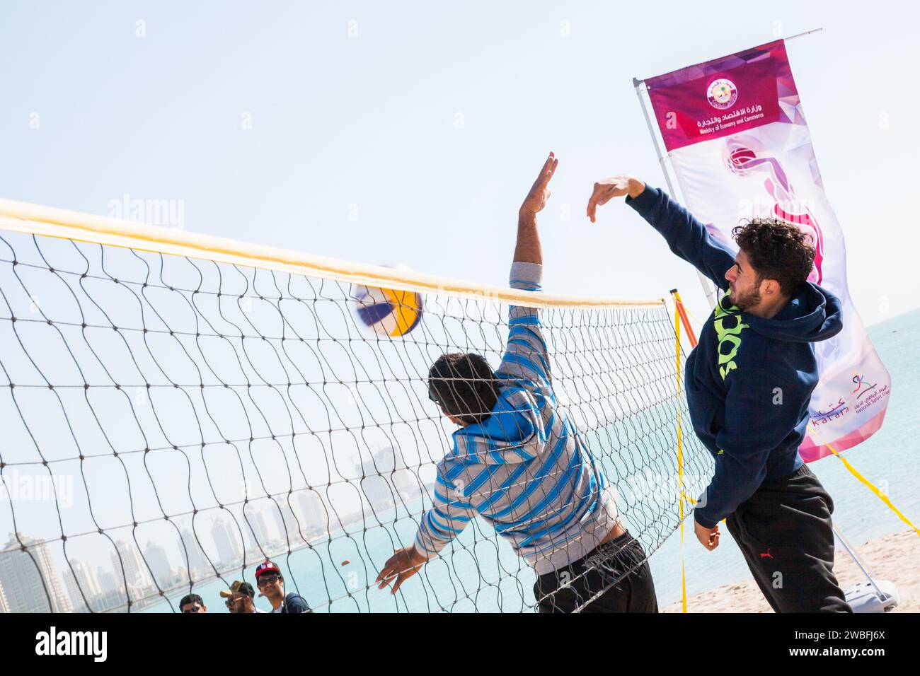 Doha, QatarFebruary 14, 2016 Beach volleyball on the occasion of