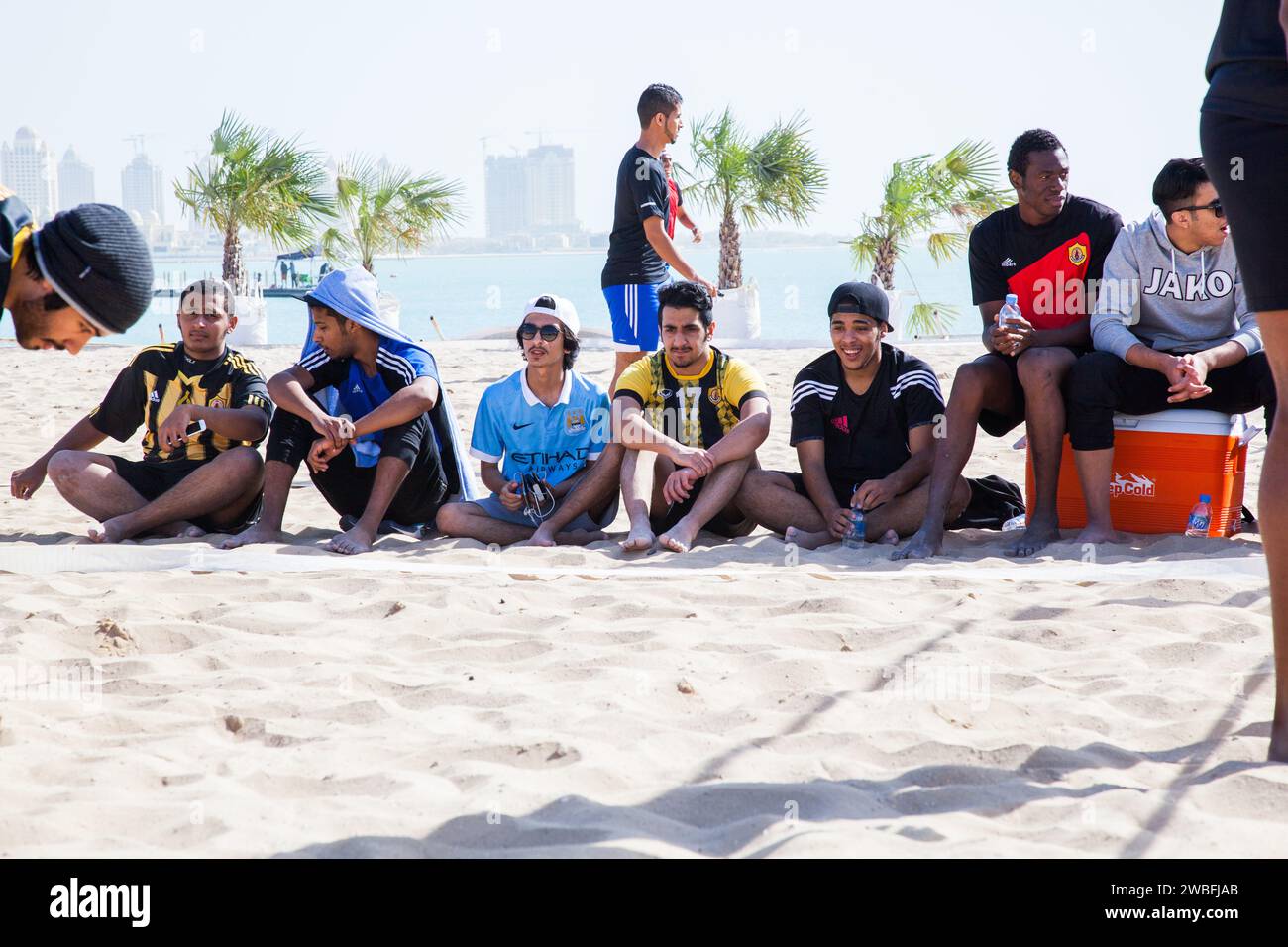 Doha, Qatar-February 14, 2016: Beach volleyball on the occasion of Qatar National Sports celebration. Stock Photo
