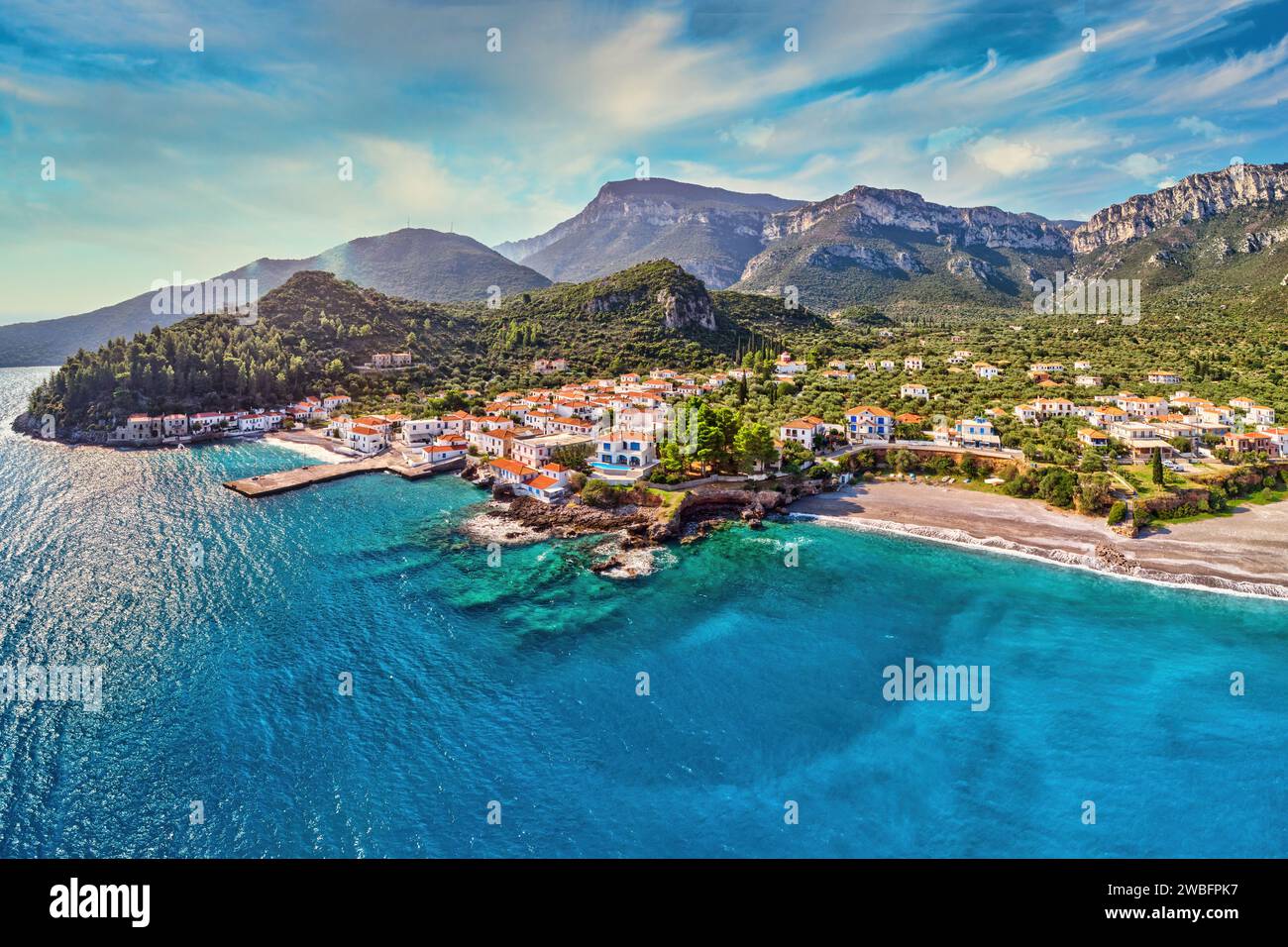 The famous village Kyparissi and the beach Megali Ammos in Lakonia
