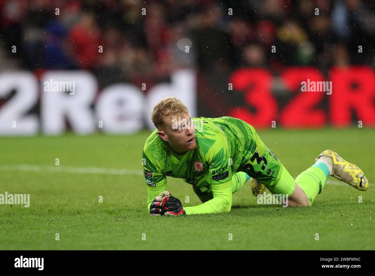 Tom Glover of Middlesbrough during the Carabao Cup Semi Final 1st Leg match between Middlesbrough and Chelsea at the Riverside Stadium, Middlesbrough on Tuesday 9th January 2024. (Photo: Mark Fletcher | MI News) Credit: MI News & Sport /Alamy Live News Stock Photo