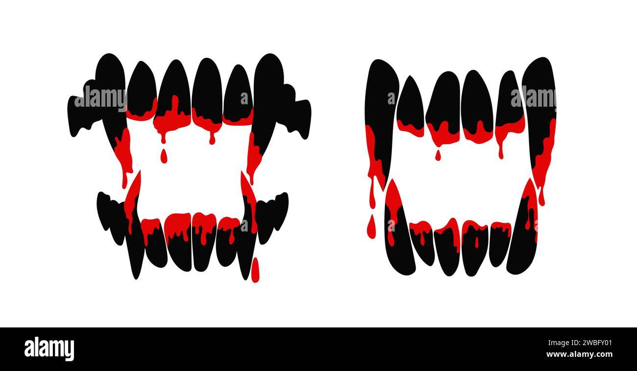 Blood bite Vampire teeth silhouette vector Stock Vector Image & Art Alamy