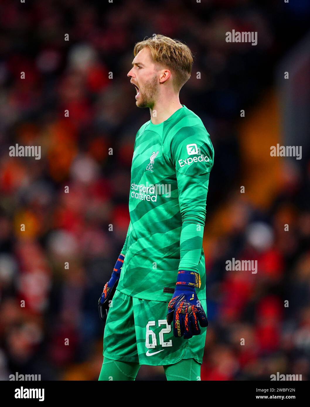 Liverpool Goalkeeper Caoimhin Kelleher During The Carabao Cup Semi ...