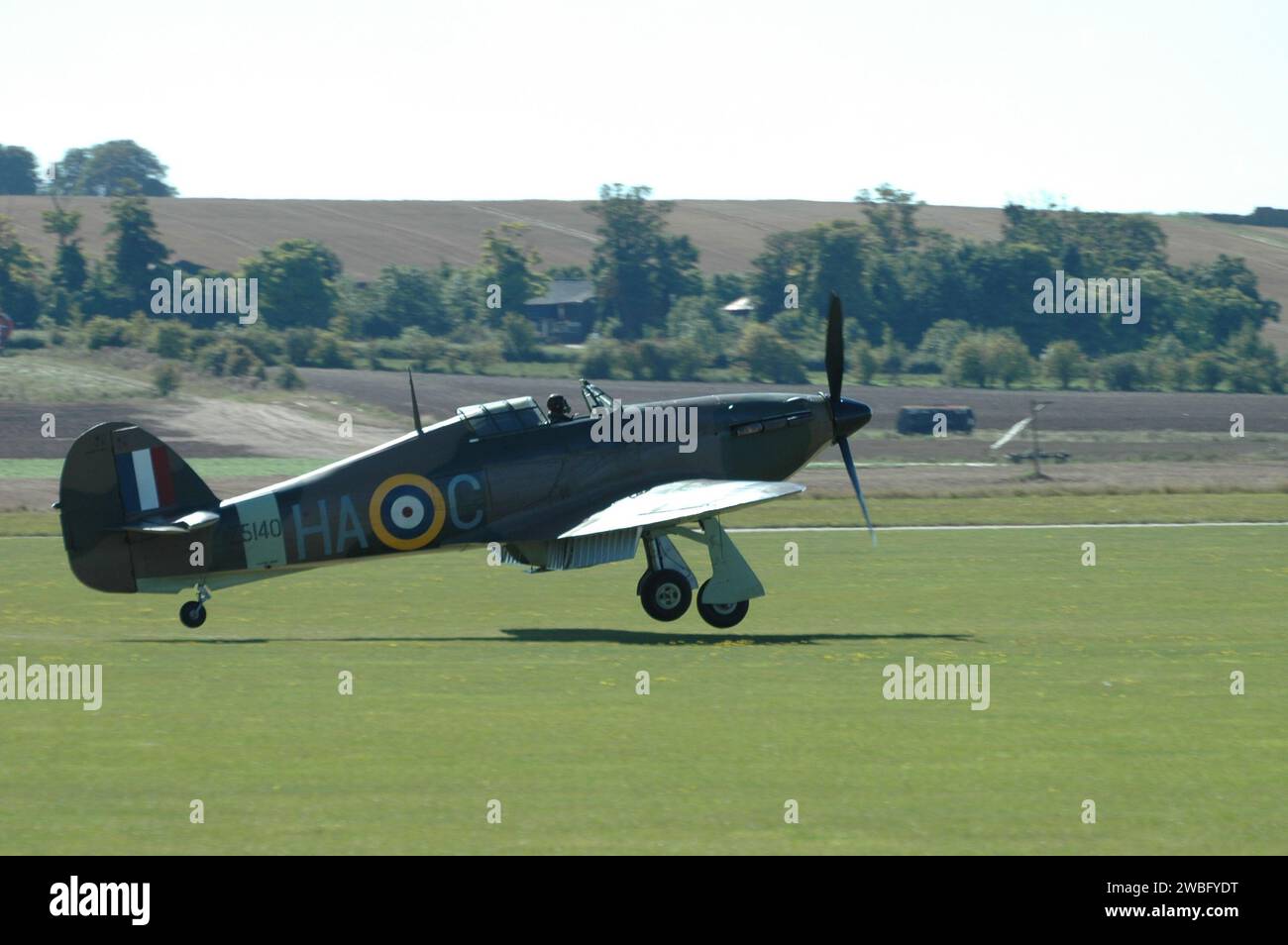 Hawker Hurricane landing at Duxford Stock Photo