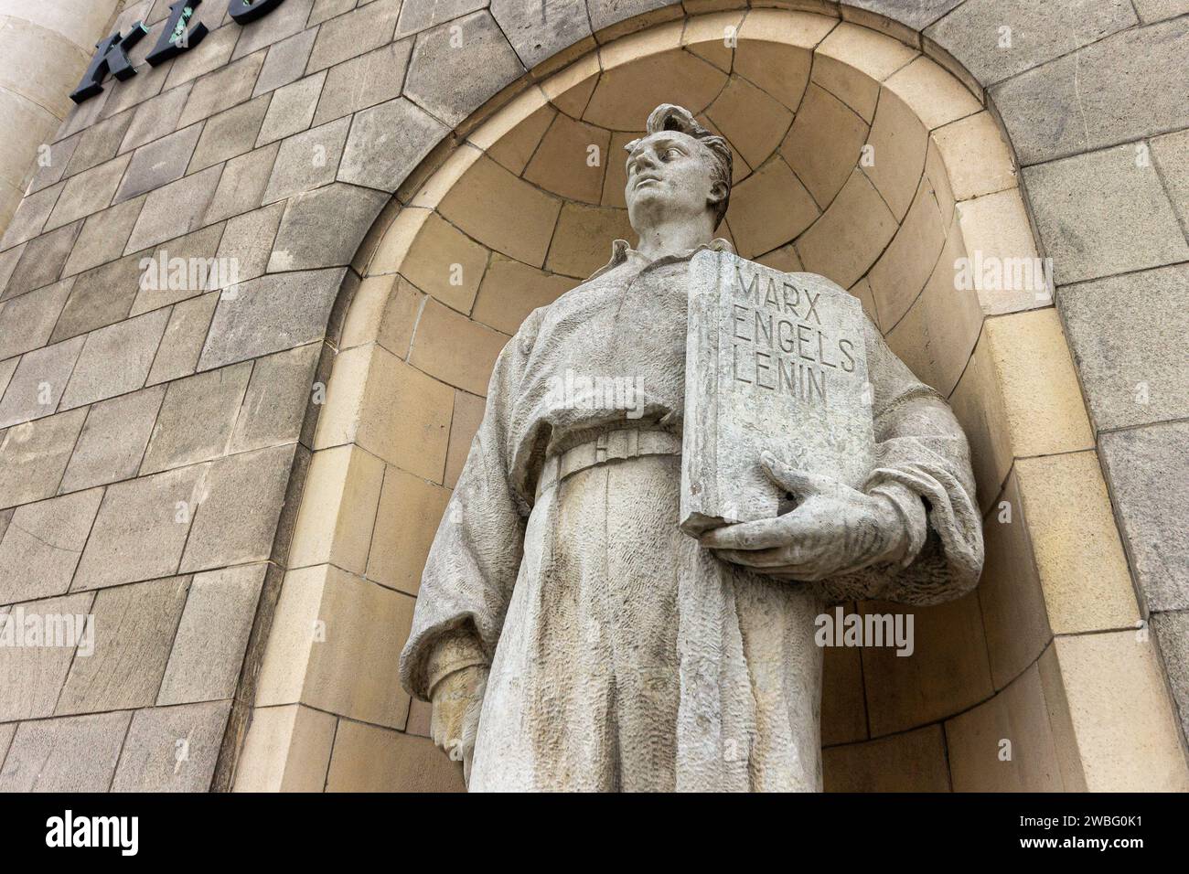 Warsaw, Poland. Detail of a statue in the Palace of Culture and Science (Palac Kultury i Nauki - PKiN) Stock Photo