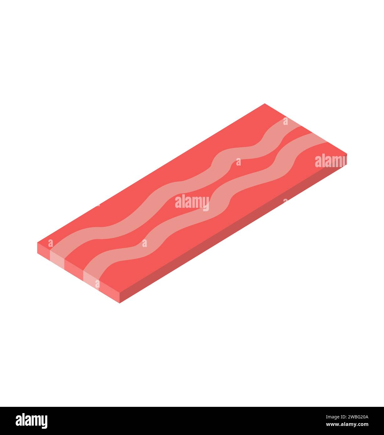 Bacon isometric isolated. Thin layer of fried meat Stock Vector