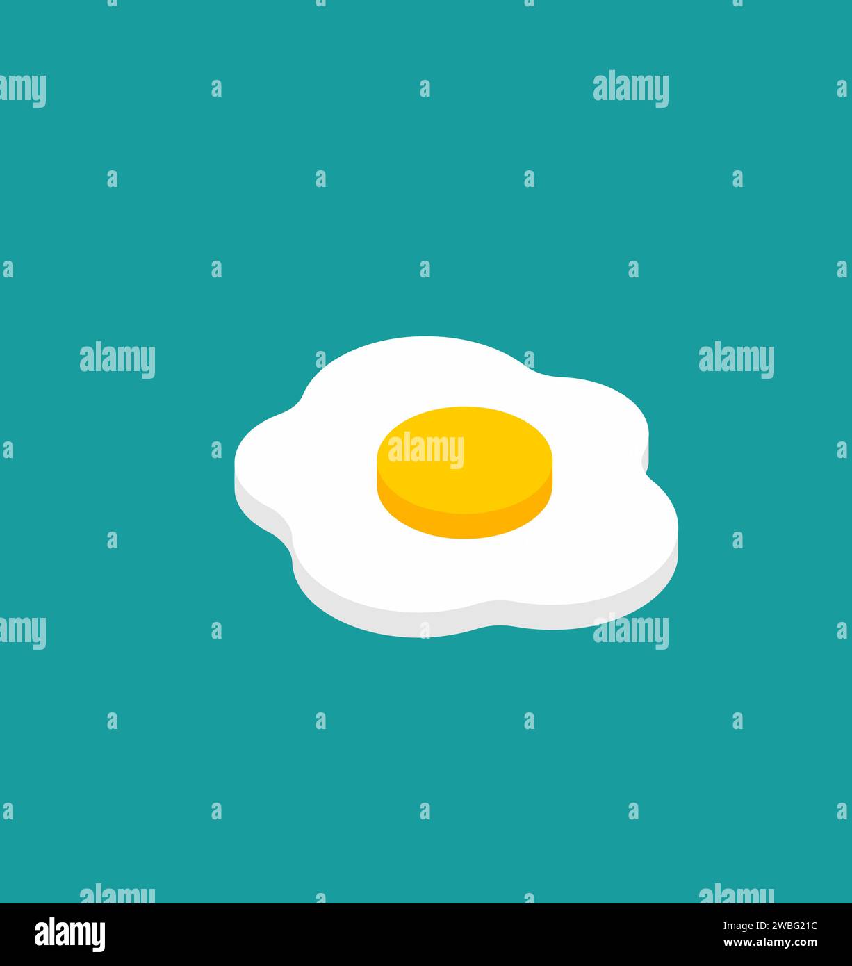 Scrambled eggs isometric isolated. Fried egg Stock Vector