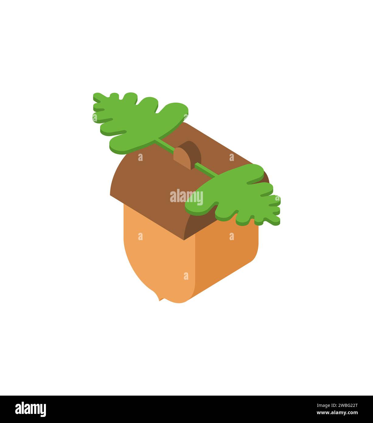 Acorn Isometric isolated. Fruit of the oak tree Stock Vector