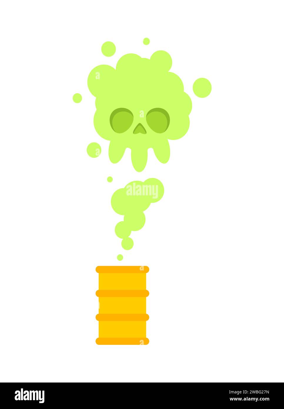 Deadly gas from barrel. Smoke skull is sign of death. Stock Vector
