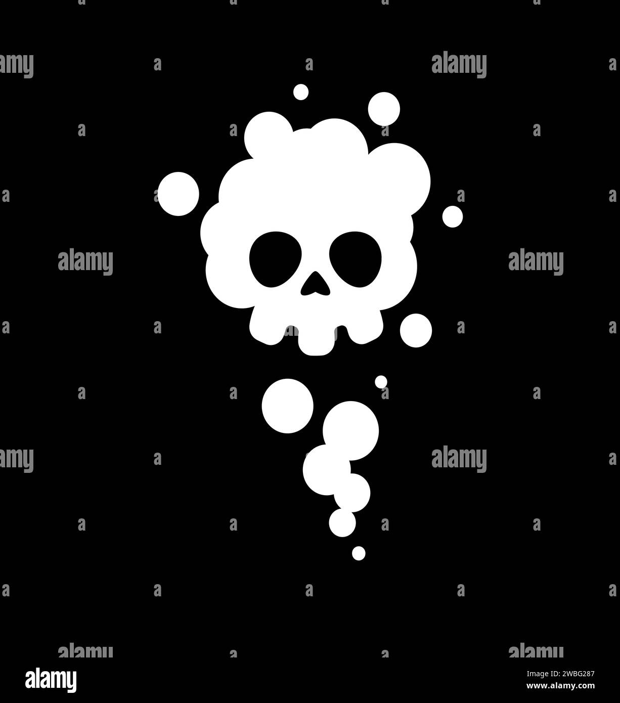 Smoke skull is sign of death. Deadly gas Stock Vector