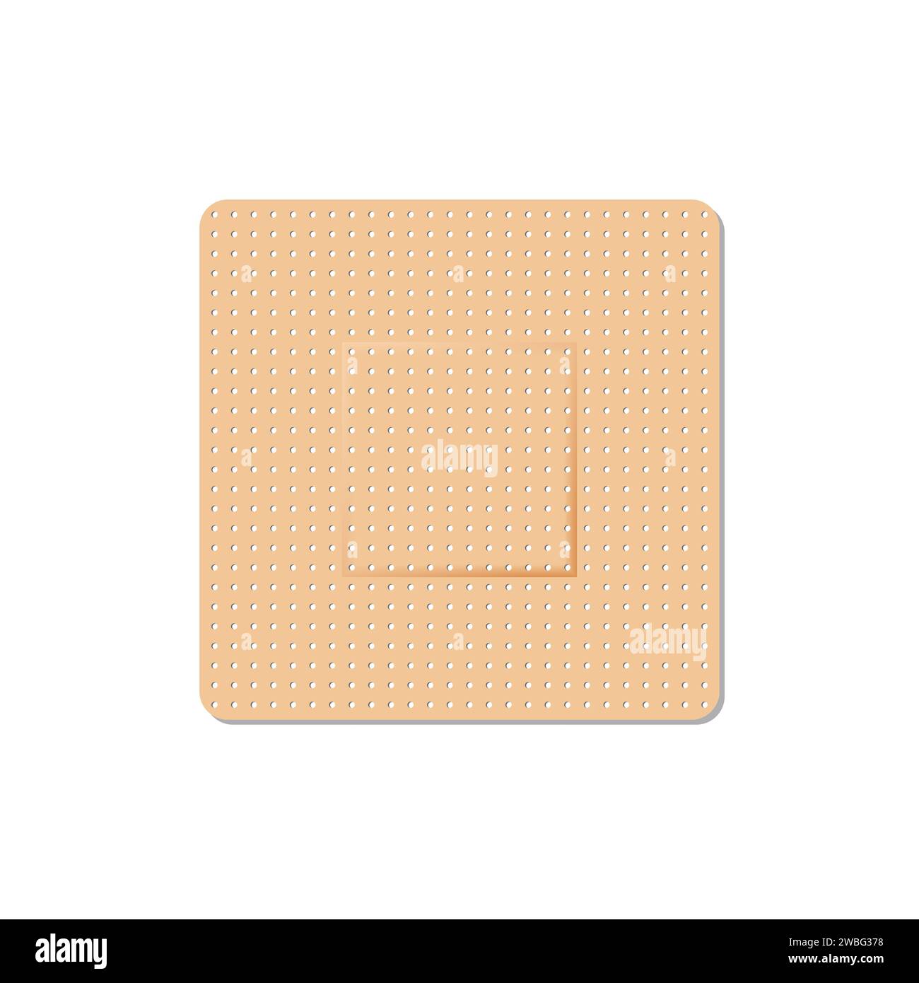 Classic square shape plaster for wounds, vector illustration Stock Vector