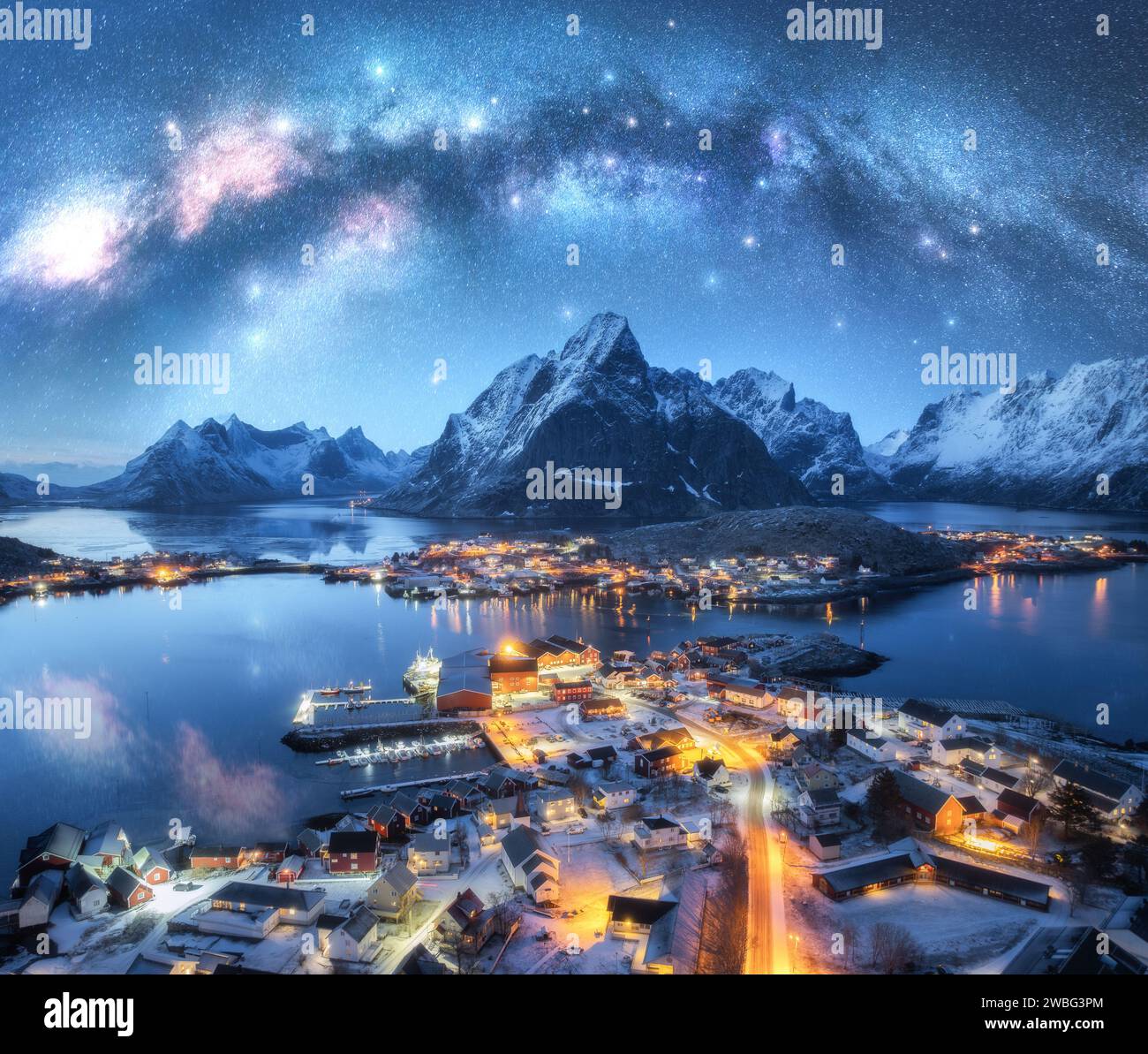 View above the village into the starry sky hi-res stock photography and ...