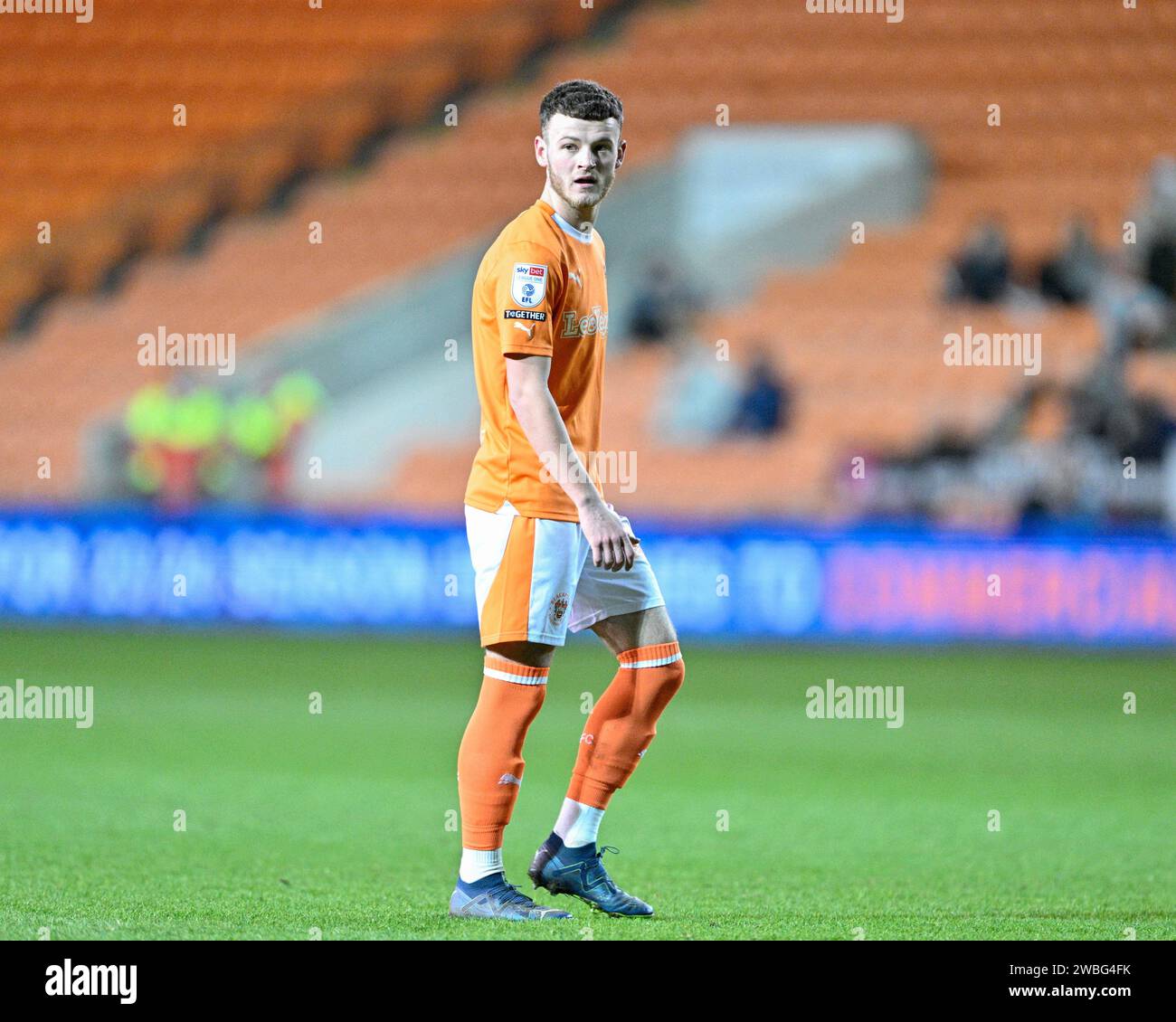 Jack Moore of Blackpool, during the Bristol Street Motors Trophy match