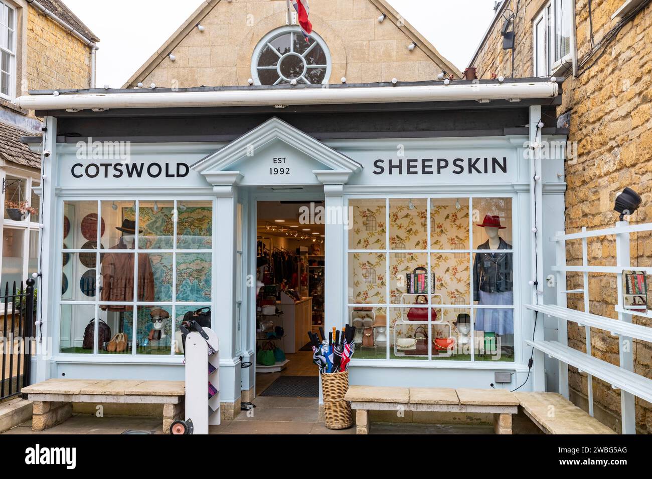 Cotswold Sheepskin store in Bourton on the Water, village in the cotswolds, selling sheepskin