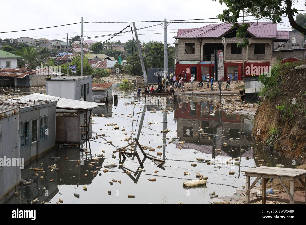 Kinshasa. 10th Jan, 2024. Photo taken on Jan. 10, 2024 shows a flooded