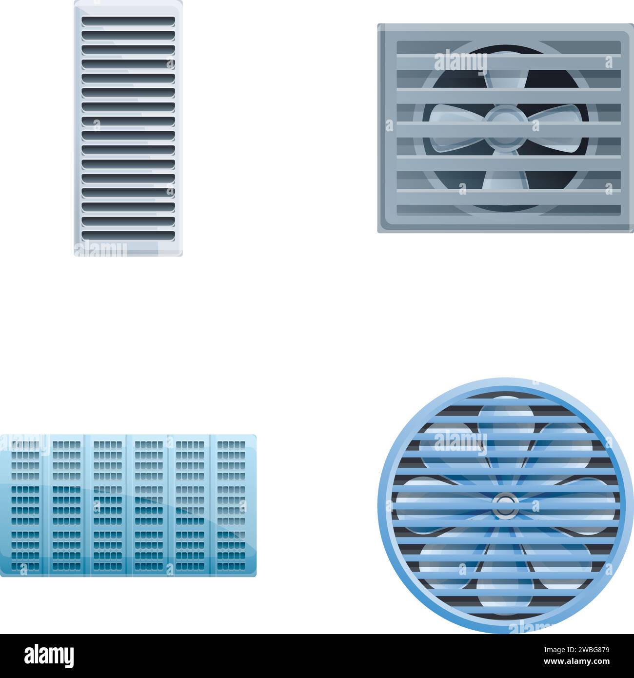 Ventilation extractor icons set cartoon vector. Wall electric extractor