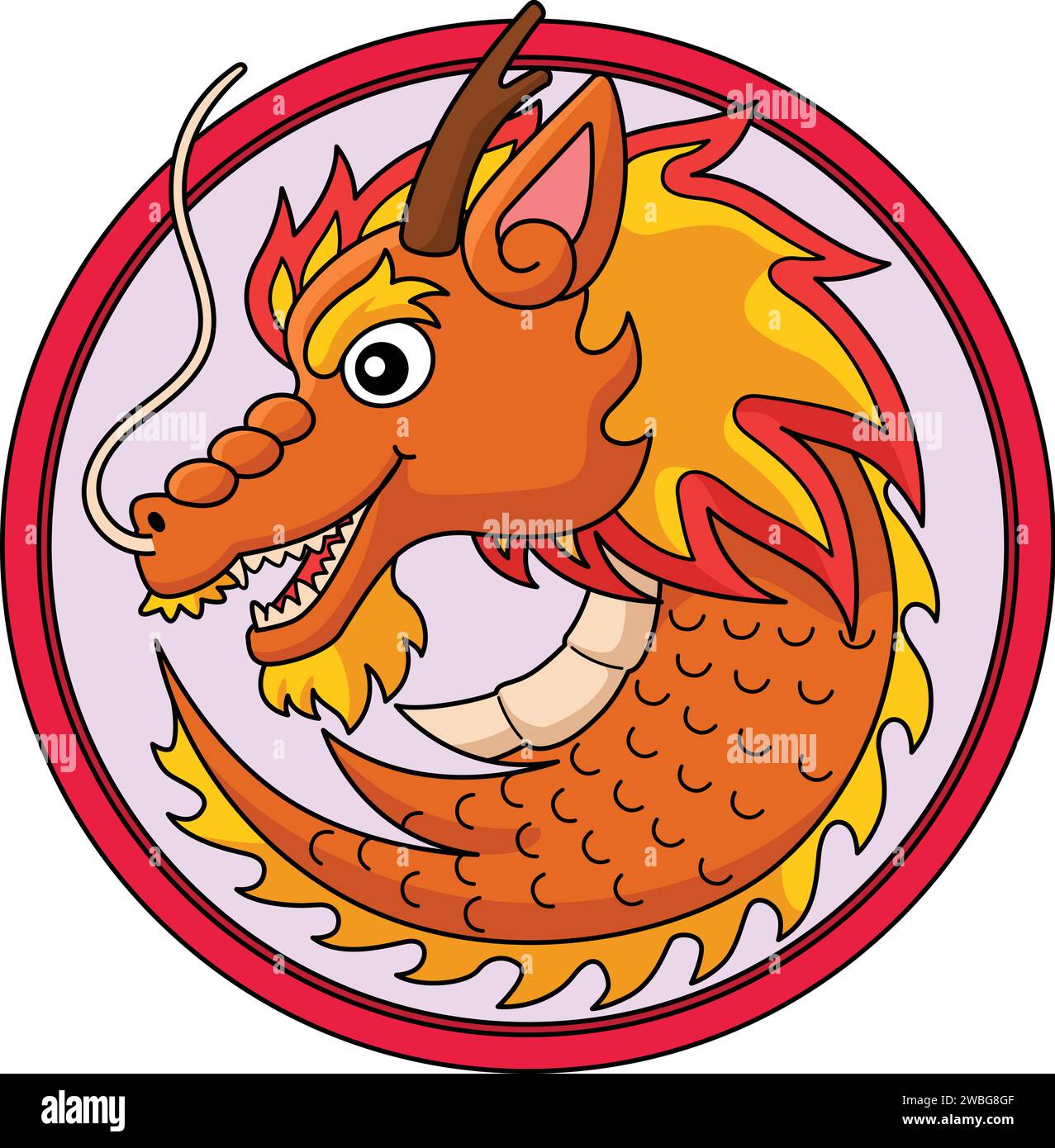Year of the Dragon Head Cartoon Colored Clipart Stock Vector Image ...