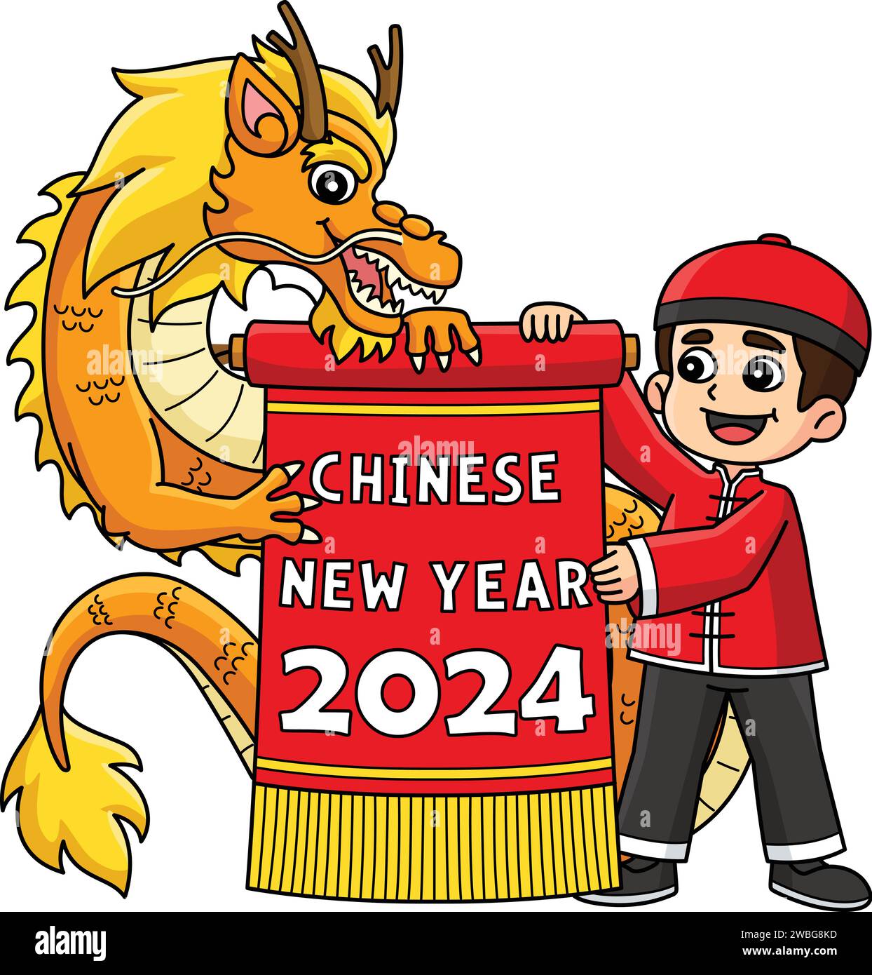 Year of the Dragon Chinese New Year 2024 Clipart Stock Vector Image