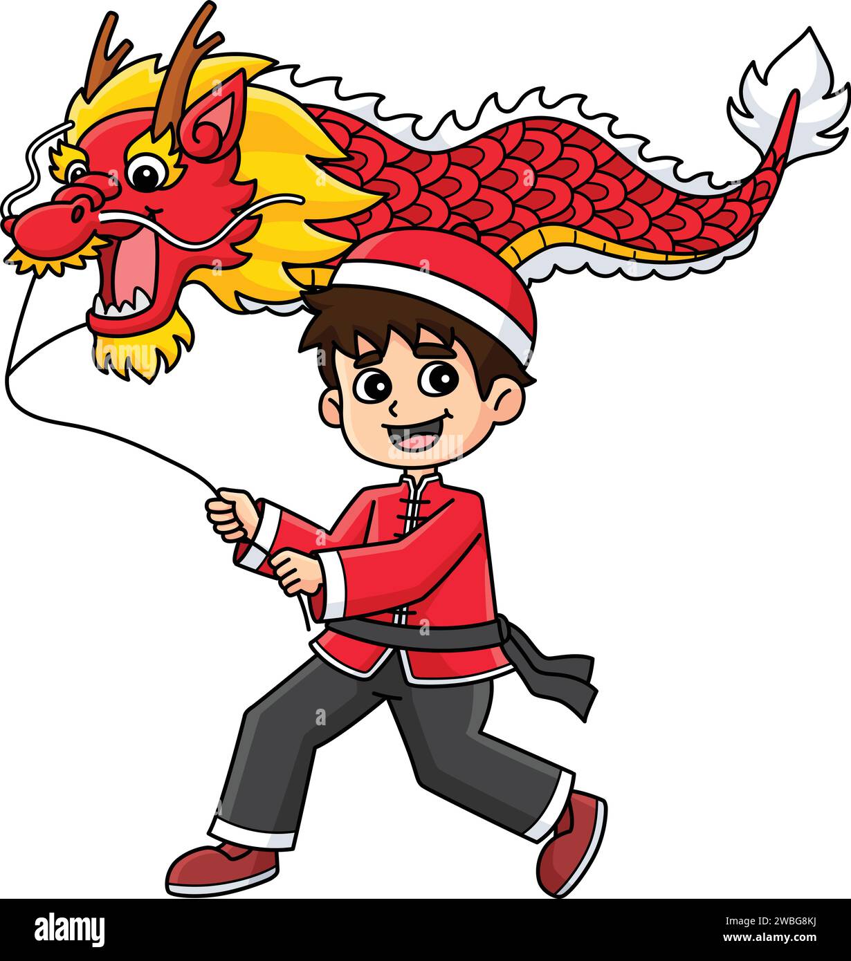 Year of the Dragon Boy with a Lantern Clipart Stock Vector Image & Art ...