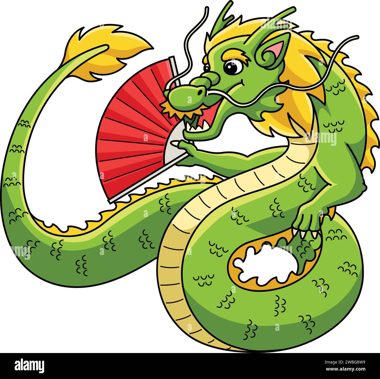 Year of the Dragon with Hand Fan Cartoon Clipart Stock Vector Image ...