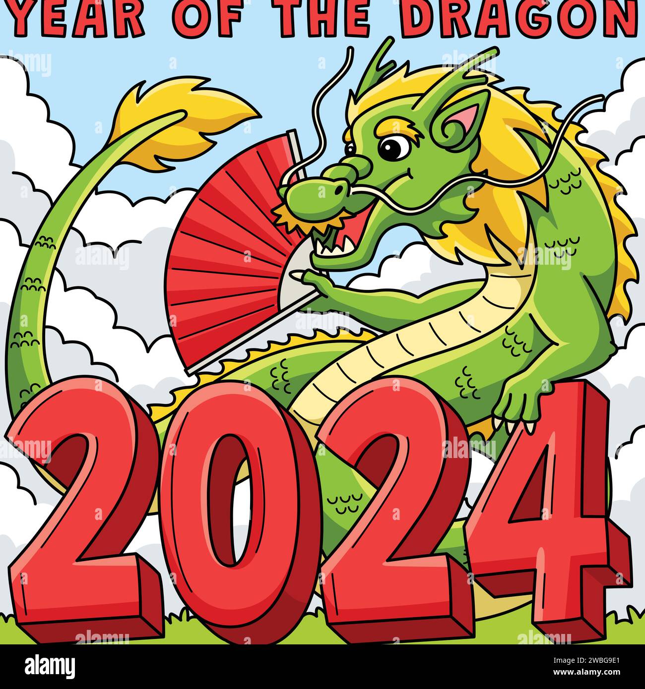 Year of the Dragon 2024 Colored Cartoon Stock Vector Image & Art - Alamy