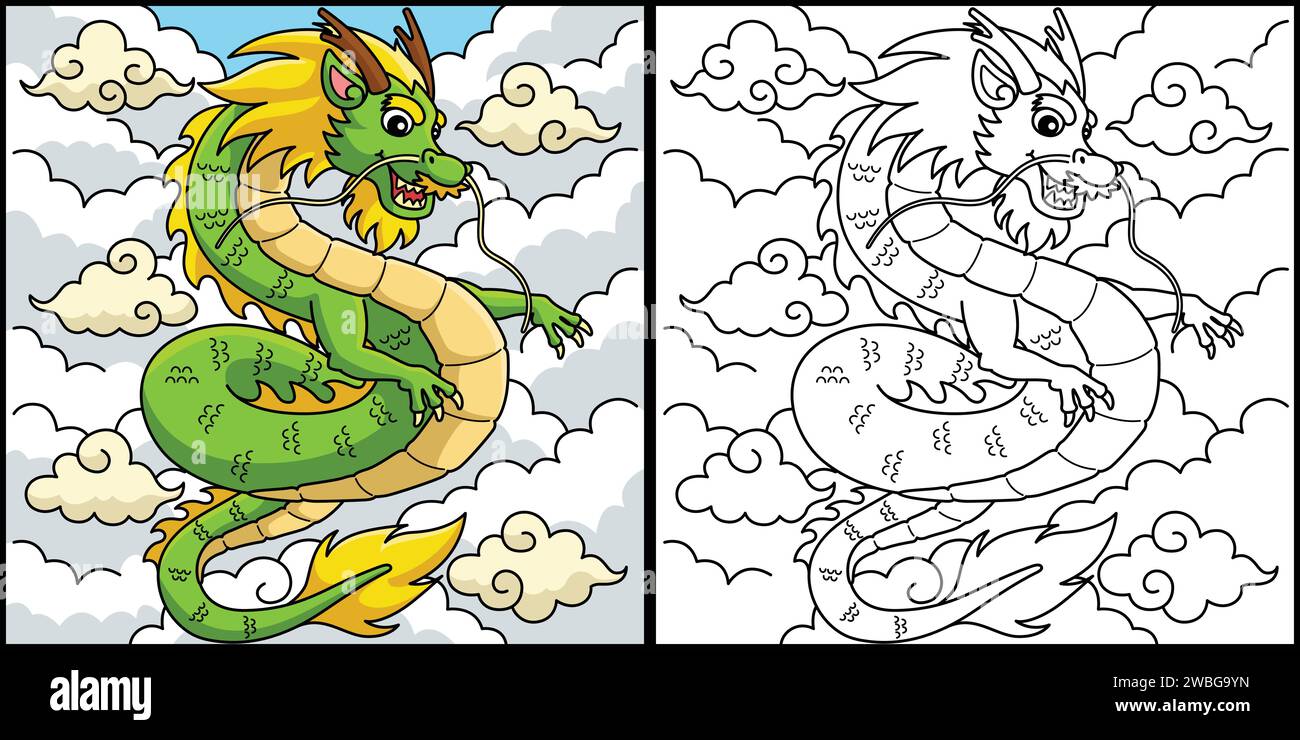 Year of the Dragon with Clouds Illustration Stock Vector Image & Art ...