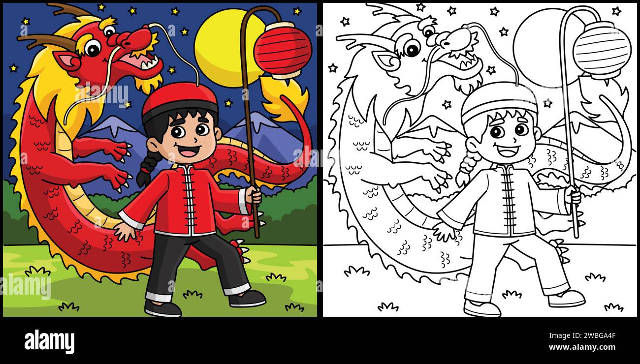 Year of the Dragon Chinese Boy Illustration Stock Vector Image & Art ...