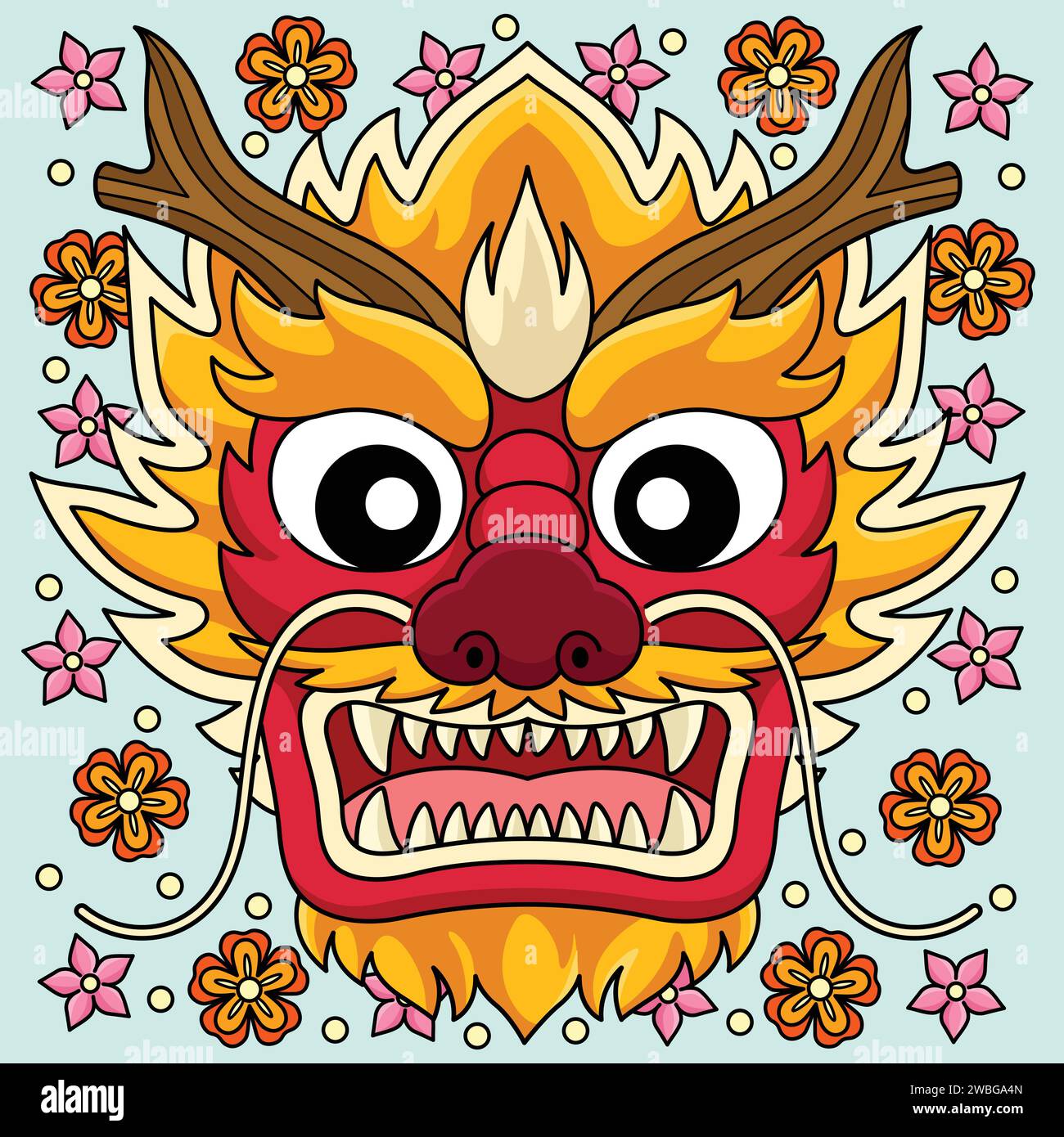Year of the Dragon Face Colored Cartoon Stock Vector Image & Art - Alamy