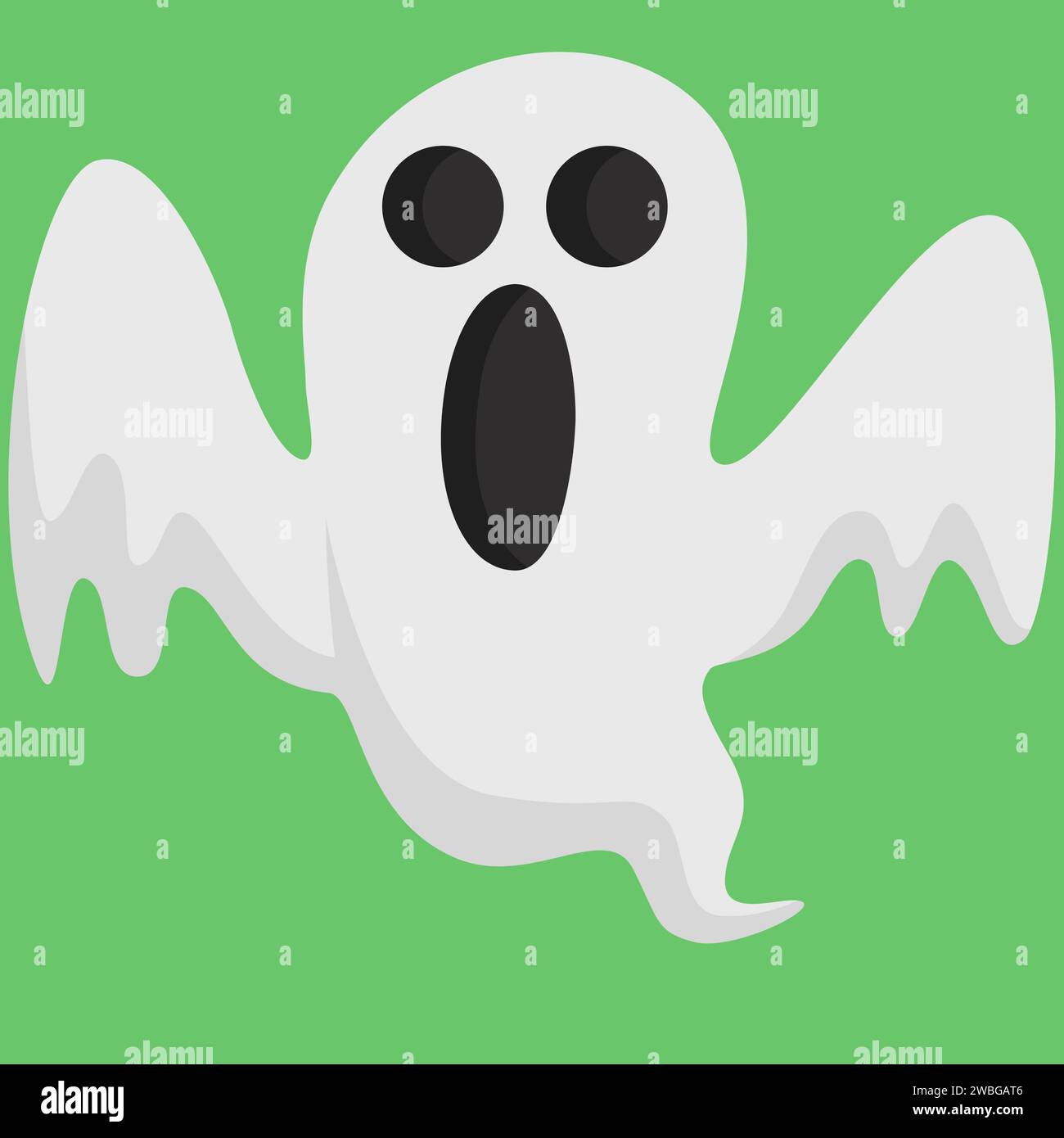 Happy Halloween day element background vector. Cute collection of spooky ghost, pumpkin, bat, candy, cat, skull, spider, grave, castle. Adorable hallo Stock Photo