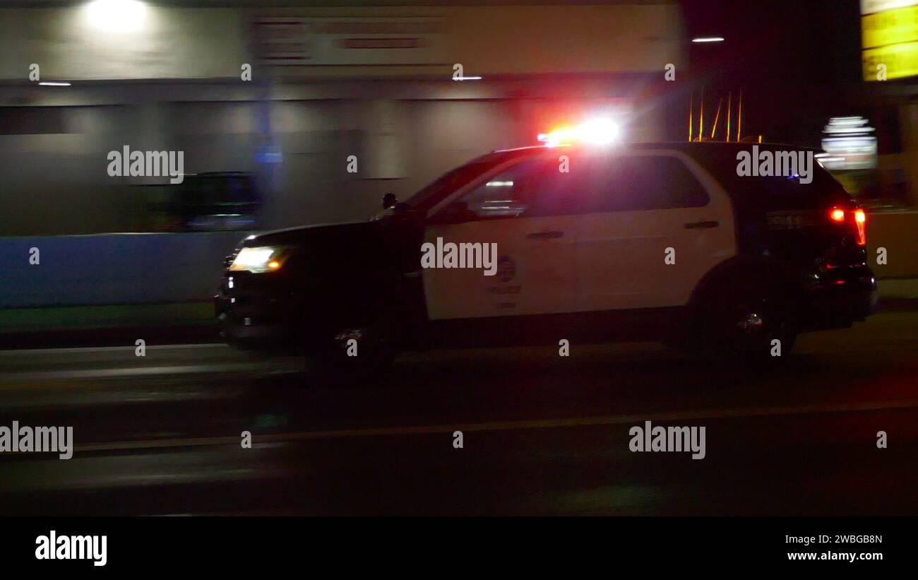 Los Angeles California USA 9th January 2024 Police Car On January 9   Los Angeles California Usa 9th January 2024 Police Car On January 9 2024 In Los Angeles California Usa Photo By Barry Kingalamy Stock Photo 2WBGB8N 