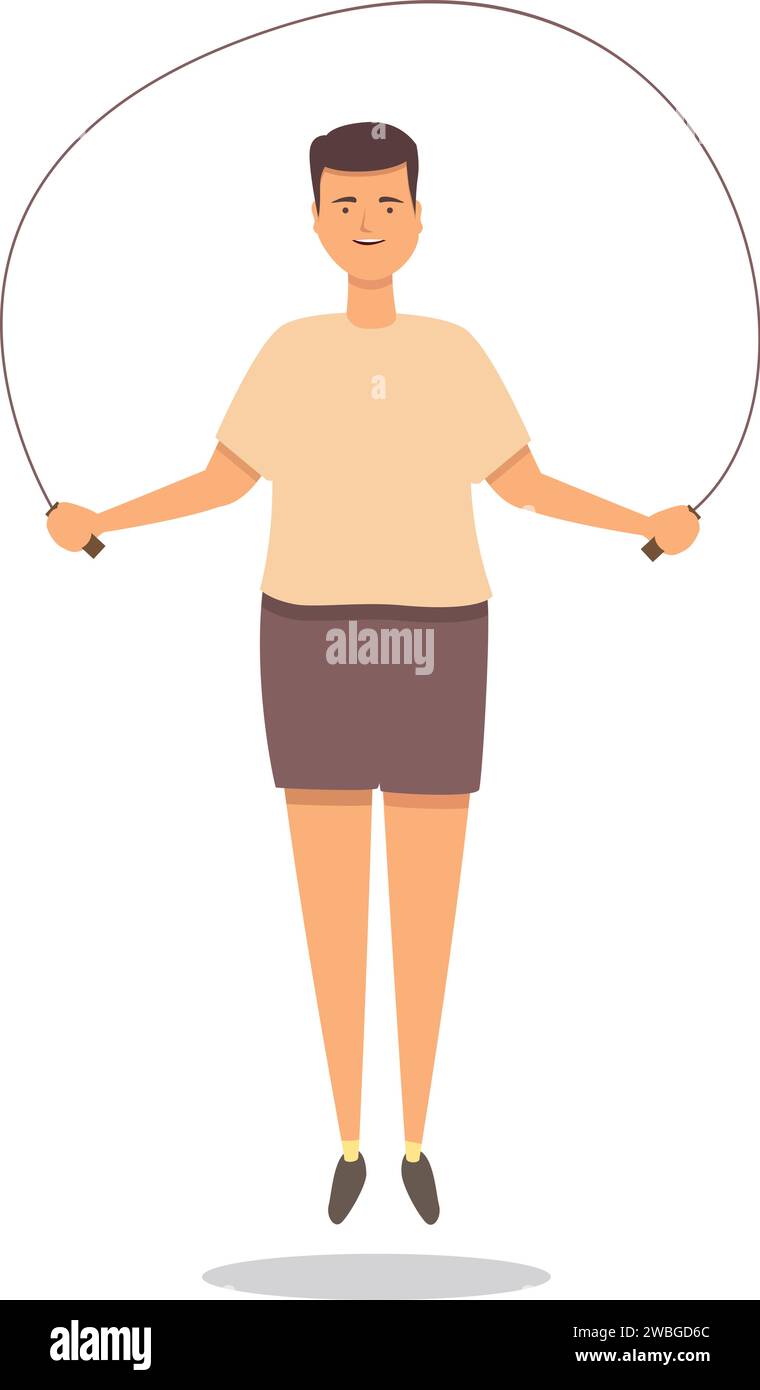 Boy jump rope icon cartoon vector. Educational healthy sport. Play cute ...