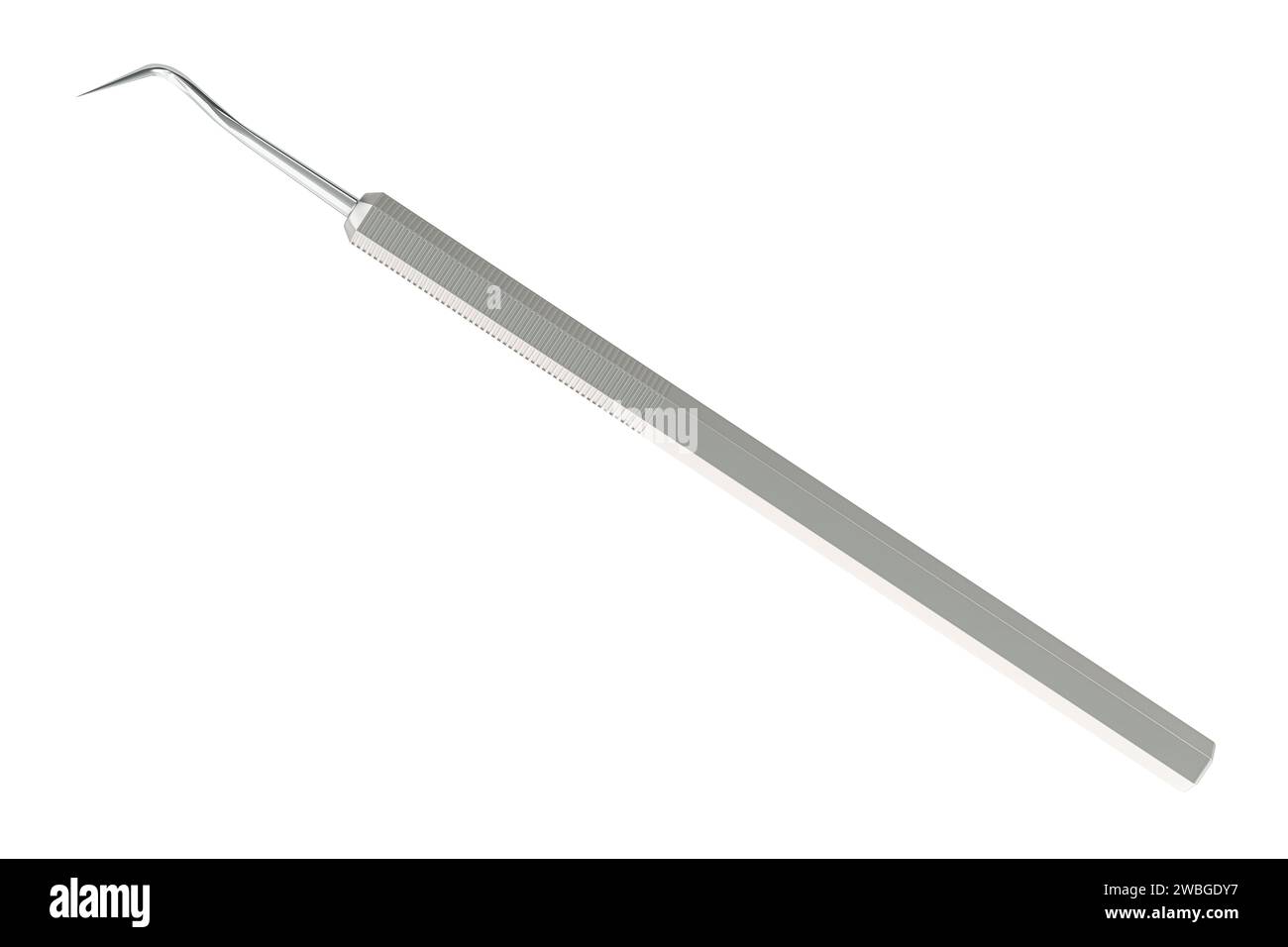 Dental explorer probe, 3D rendering isolated on white background Stock
