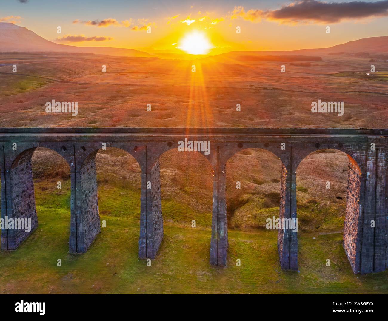 Ribblehead at Sunset, North Yorkshire. 9th January 2024 Stock Photo - Alamy
