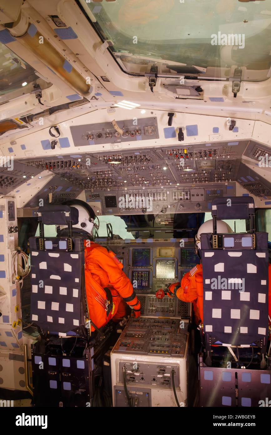 Commander and Pilot Stations. Space Shuttle Crew Compartment Trainer. CCT-1. The National Museum of the United States Air Force, Dayton, Ohio, USA. Stock Photo