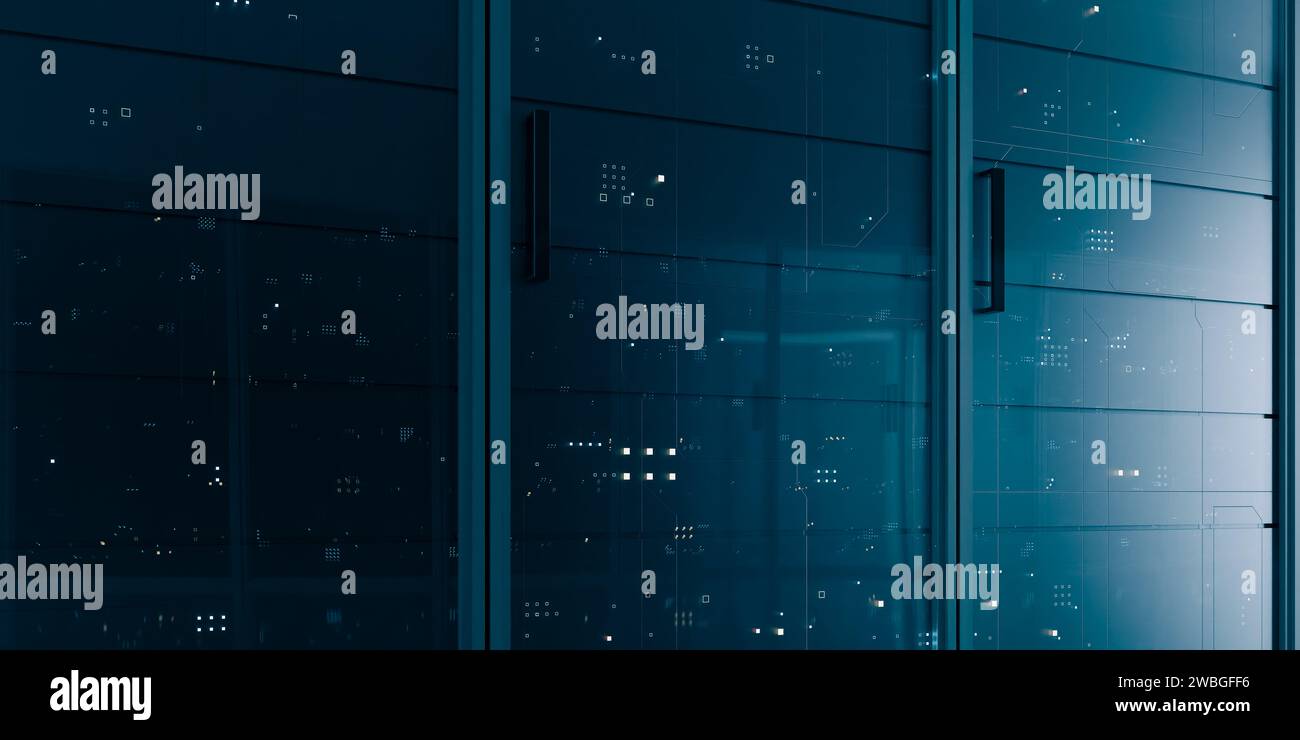Server room for cloud computing, 3d rendering Stock Photo