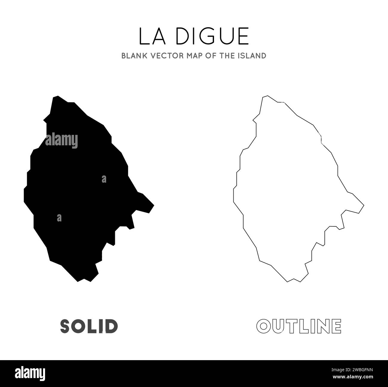 La Digue map. Blank vector map of the Island. Borders of La Digue for ...