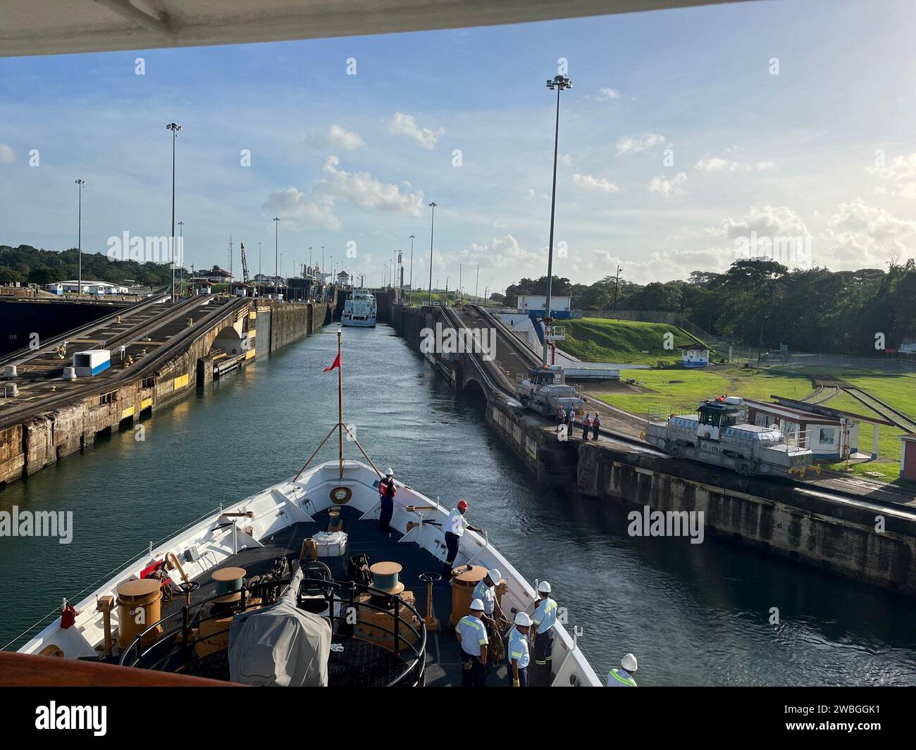 The U.S. Coast Guard Cutter Resolute (WMEC 620) enters the first set of ...