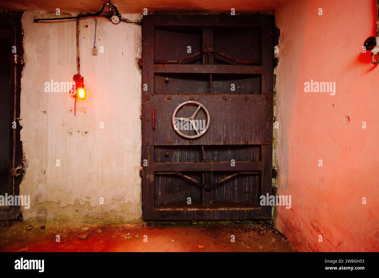Old abandoned dirty Soviet bunker, echo of Cold War. Stock Photo