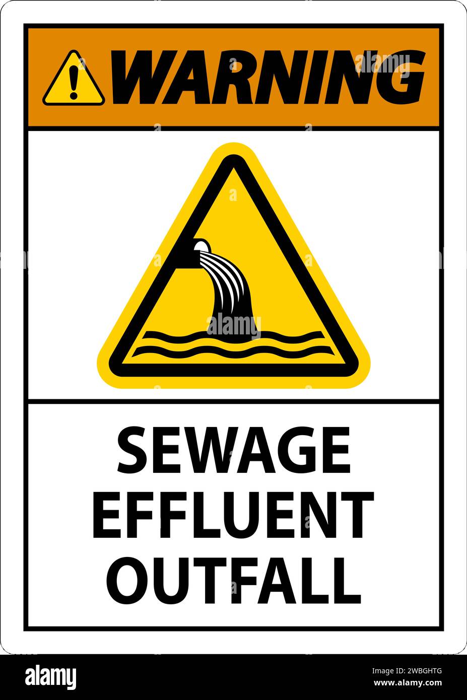 Water Safety Sign Warning Sewage Effluent Outfall Stock Vector Image